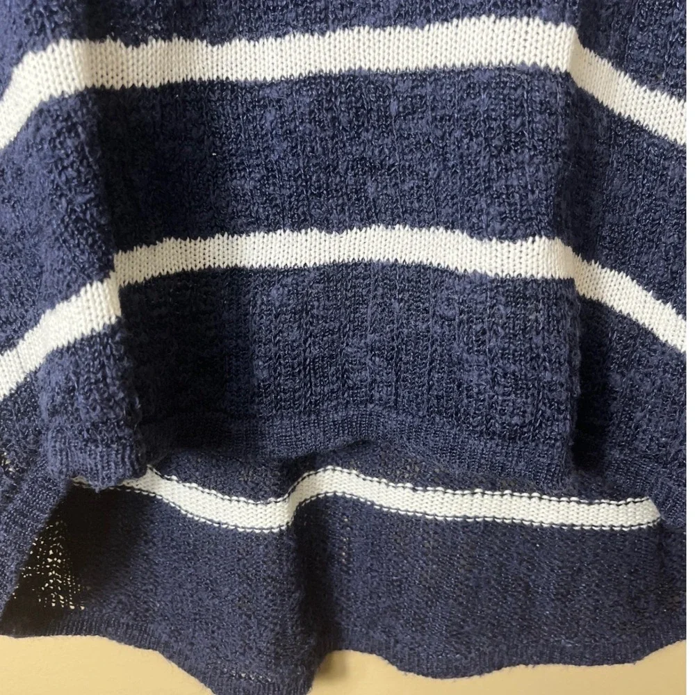 Sonoma Navy White‎ Striped Knit Sweater M Coastal Preppy Boho Lightweight Top